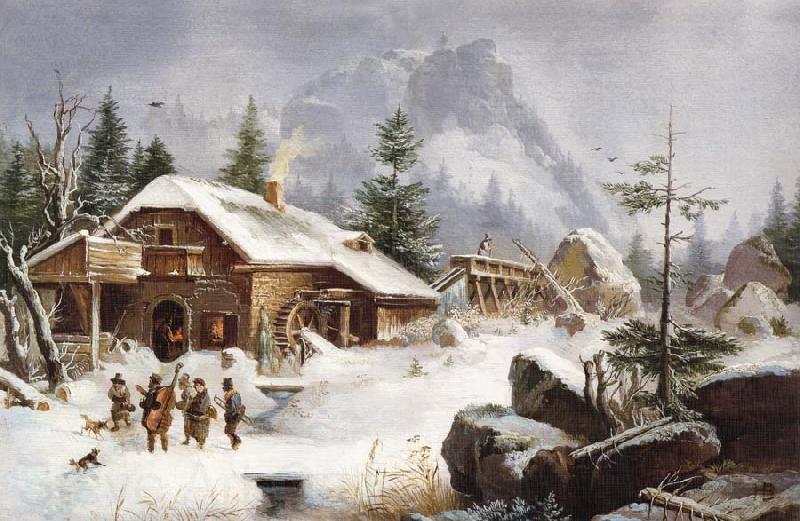 Heinrich Burkel A Village Gathering